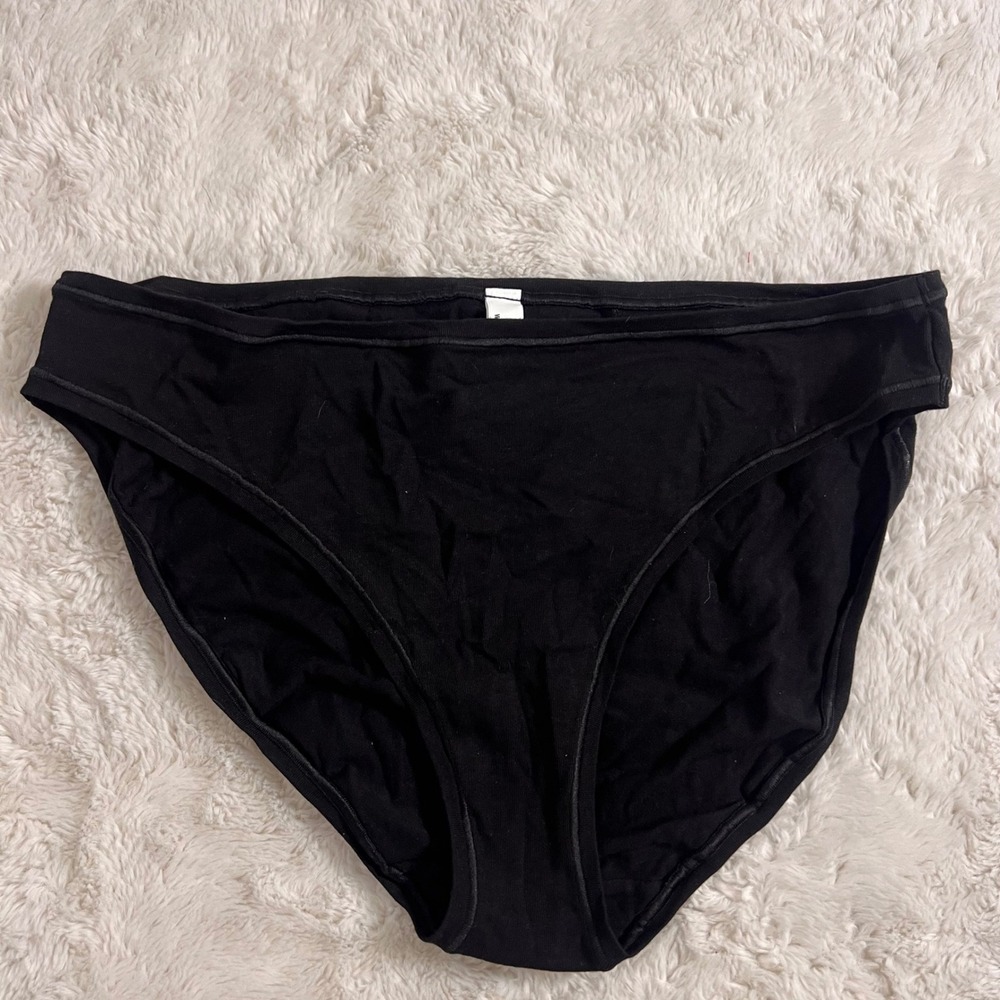 VS&Co Womens Black Cotton Blend Bikini Panties XL Stretch Underwear Mid Rise Fit